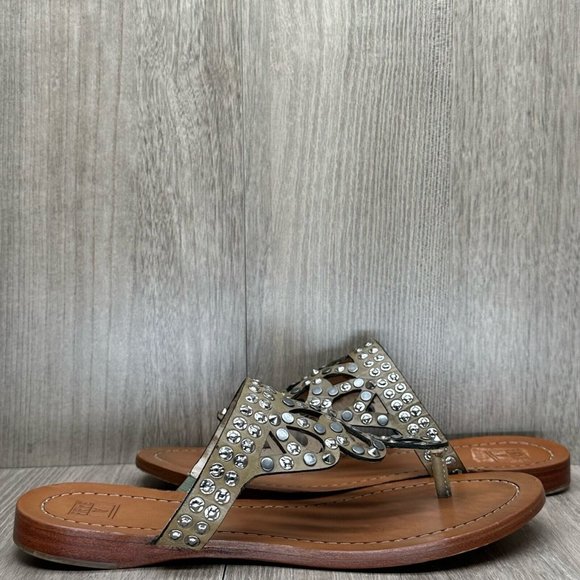 Frye Shoes - Frye Sandals Womens Size 7M Rachel Stud Thong Slip On Flats Leather Brown